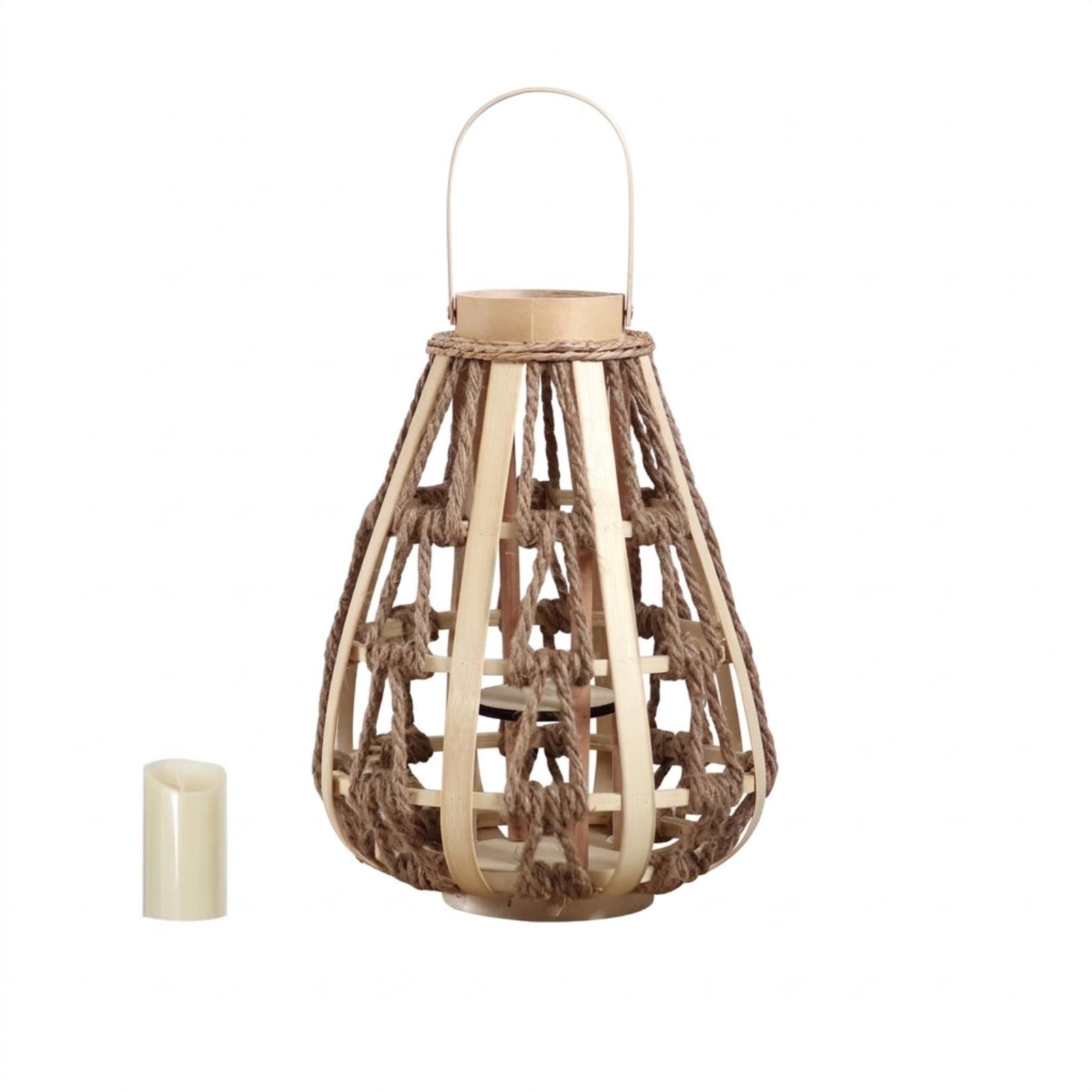 Natural Wood Rope Lantern Cand - Candle Holder Decor review and price