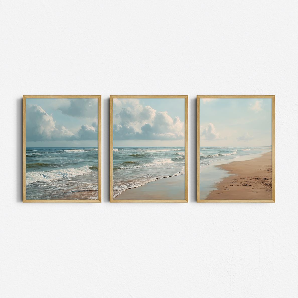 Set of 3 Ocean Beach Triptych  - Abstract Canvas Set review and price