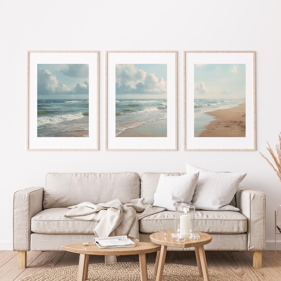 Set of 3 Ocean Beach Triptych  - Abstract Canvas Set review and price