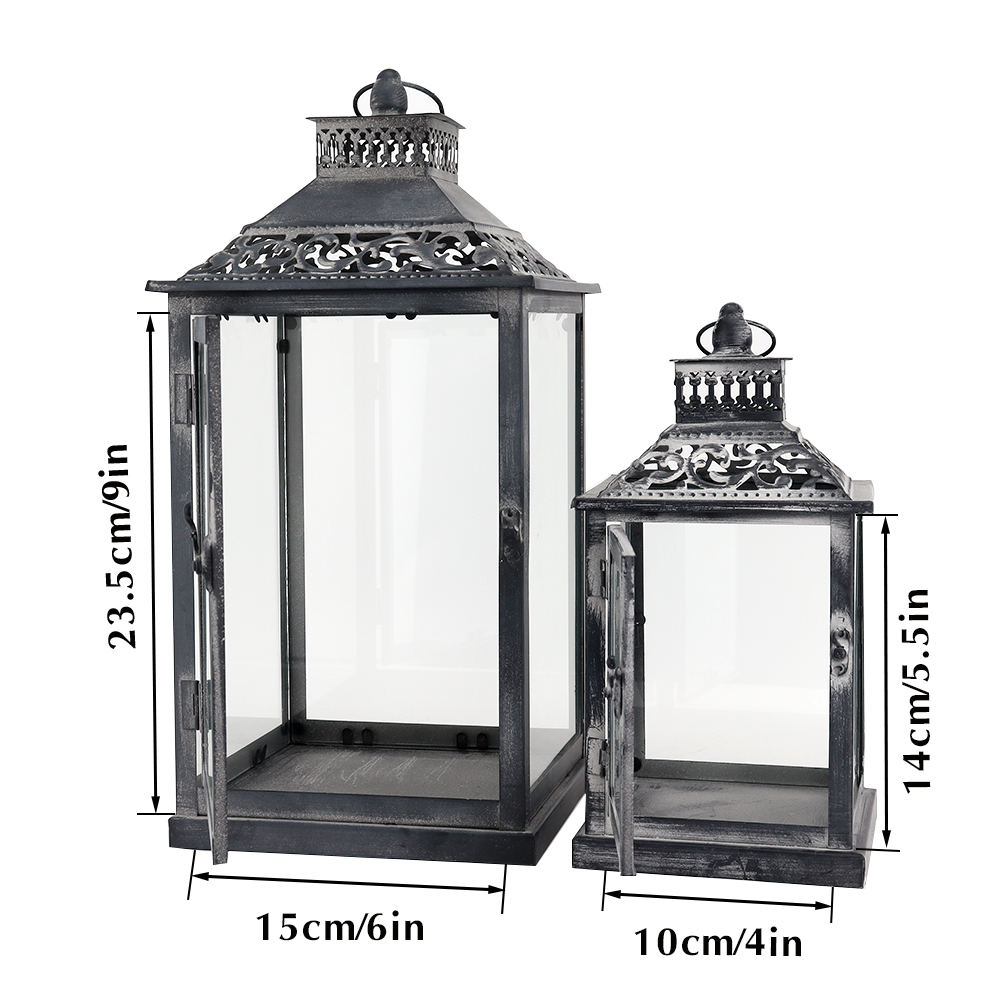 Set of Two Antique Grey Metal  - Candle Holder Decor review and price