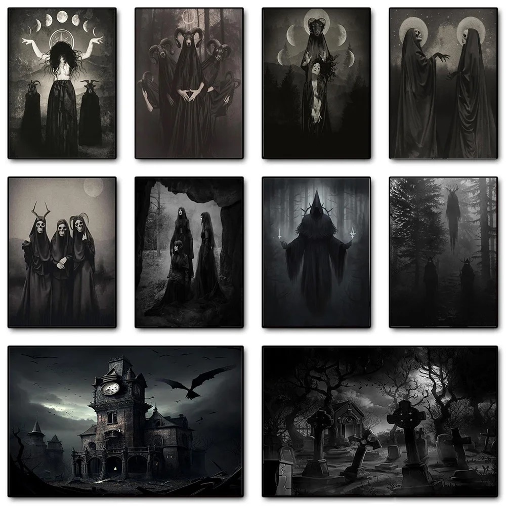 Dark Academia Art Black Death  - Interior Design Living Room review and price