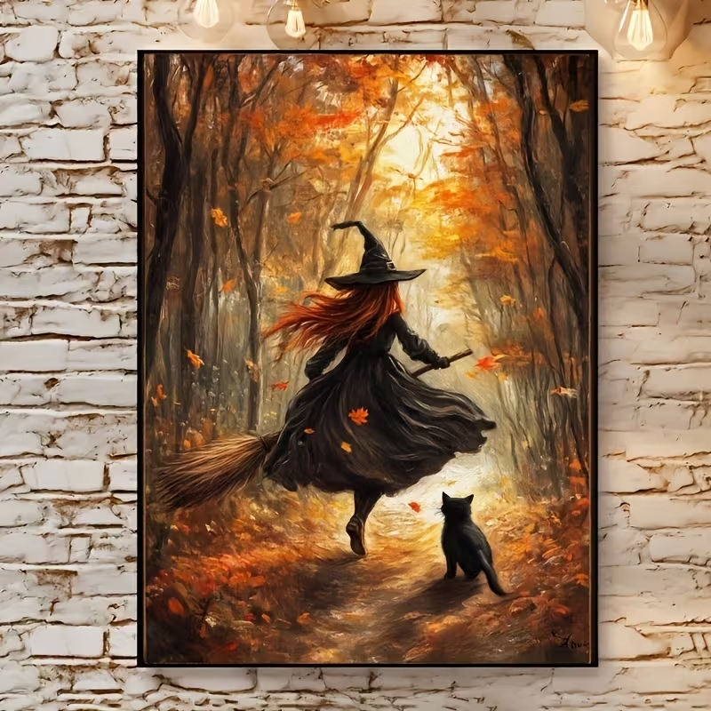 Retro Alloween Autumn Witch On - Interior Design Living Room review and price