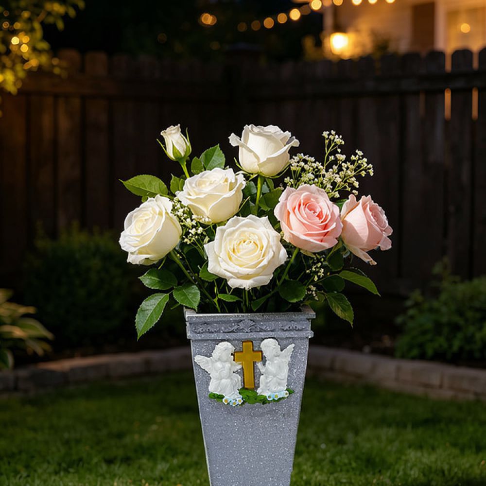 Resin Solar Cross Angel Grave  - Vase Decor review and price