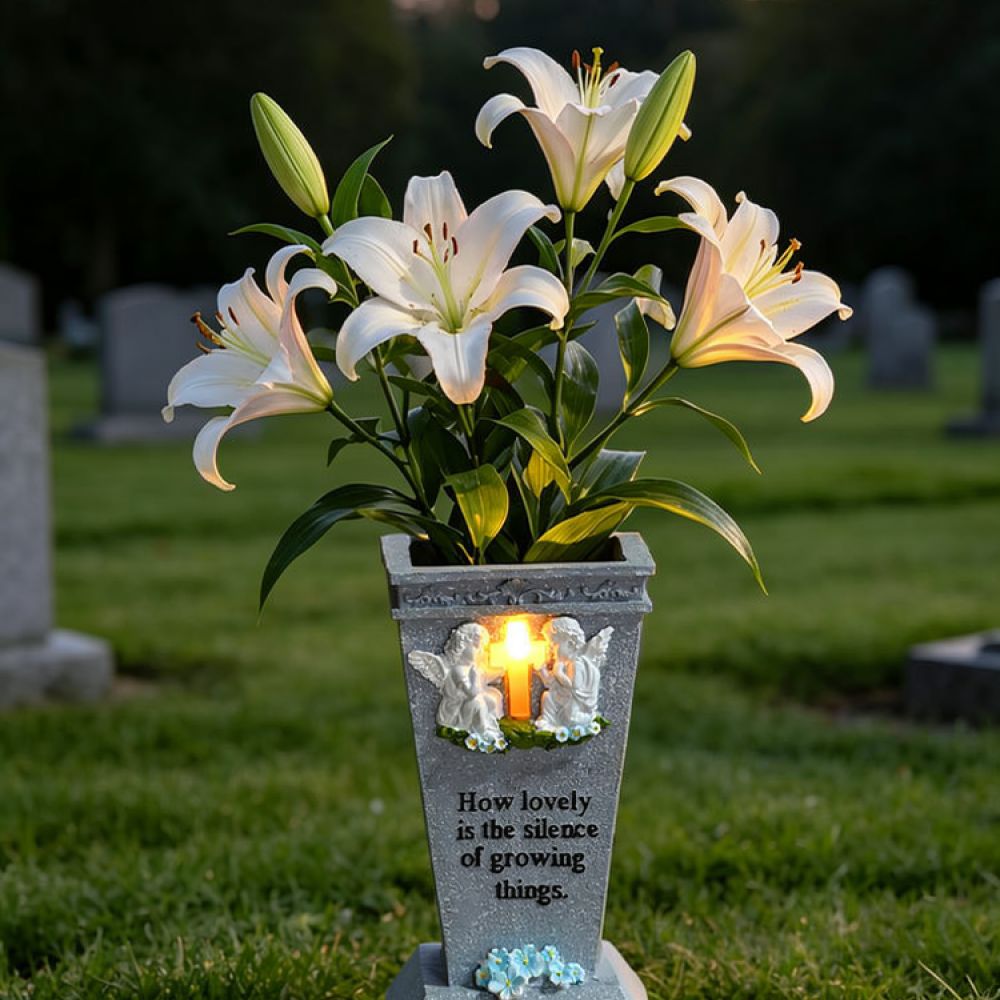 Resin Solar Cross Cemetery Vas - Vase Decor review and price